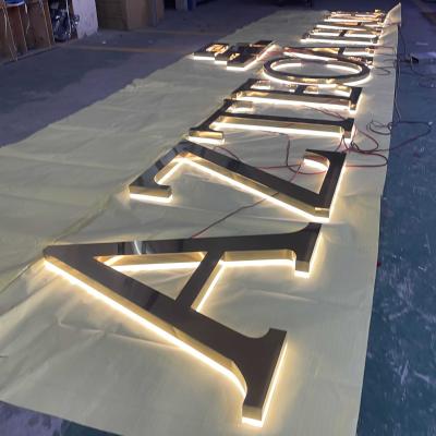 China Gold Stainless Steel Letter Sign Logo Modern Polished Luminous 3D Signage Metal Letter for sale