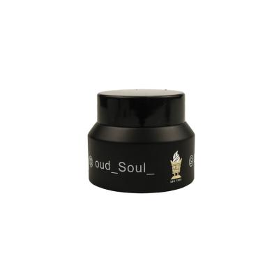 China Skin Care 100g Cream Matte Black Coating Bakhoor Jar With Aluminum Cap Luxury Glass Jars For Cream for sale