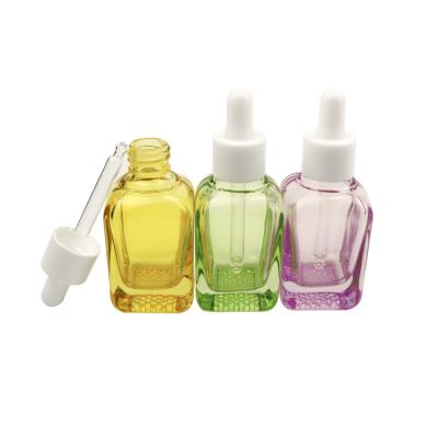 China China factory 15ml 30ml 50ml glass bottle cosmetic custom square essential oil bottle with dropper for sale