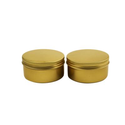 China Recyclable High Quality Custom Label Printing Empty Lip Balm Cosmetic Packaging Tins Container Mounted Gold Aluminum Jars for sale