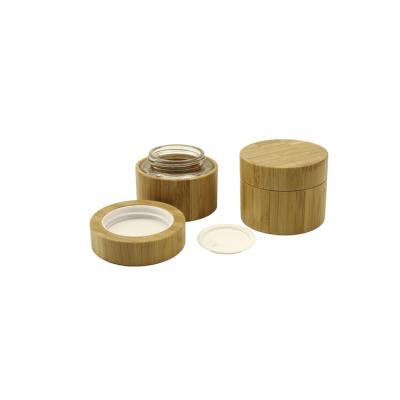 China 20g 30g 50g 100g Cosmetic Natural Eco-friendly Face Cream Cosmetic Packaging Bamboo Jar With Inner Clear Glass for sale