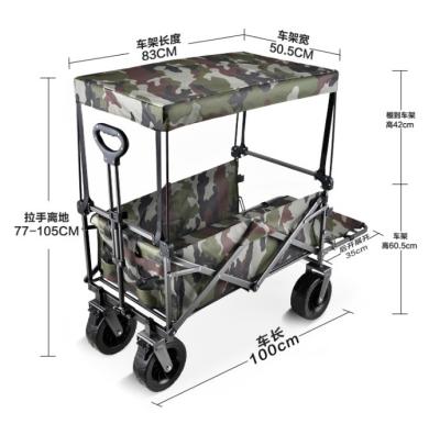 China Klappbare 4-Rad-Metallklappbare Trolley-Wagen für Garden Beach Shopping-Speicherwerkzeug zu verkaufen