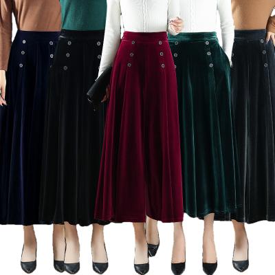 China Anti-pilling Plus Size Pants 2021 Autumn Winter Women's Loose High Waist Wide Leg Pants New Korean Style Velvet Nine Point Loose Culottes for sale