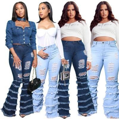 China New Arrival QUICK DRY Plus Size Denim Ripped Pants Stylish Mujer Jean Destroyed Jeans Women Ladies Trousers for sale