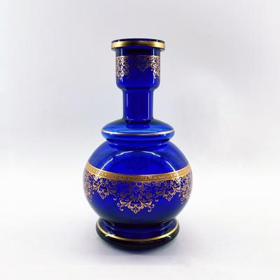 China Somoking factory industy hookah glass base decorated Bohemian gold shisha glass vase for smoking for sale