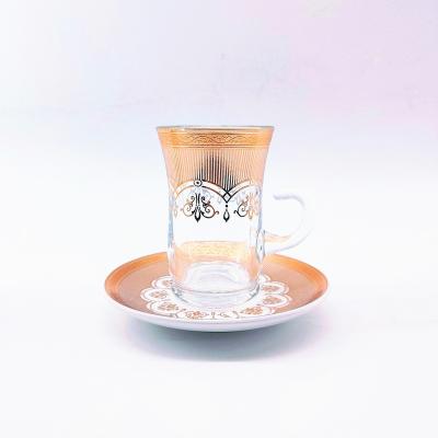 China Viable Arabic Gold Turkish Glass Coffee Set Coffee Tea Water Cup Set Factory Price for sale