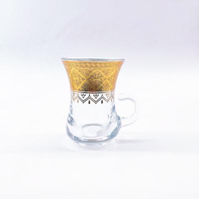 China Eco - Friendly Gold Color Tea Cups Set For Glass Tea Cup 6pcs In One Set Sale for sale