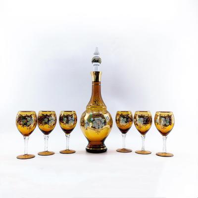 China Sustainable Luxury Hand Made Bohemia 7 PCS Water Set Water Pot Glass Water Cups for sale