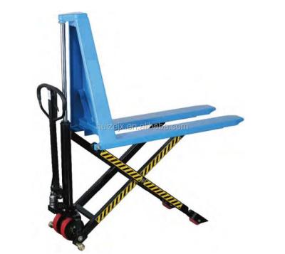 China Nylon/PU High Lift Hydraulic Scissor Pallet Truck Hand Pallet Cart for sale