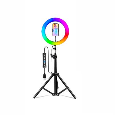 China Custom Logo 12in LED Selfie RGB Ring Light Tripod 45cm 33cm 26cm Full Color Photography Lighting Ringlight For Youtube Video for sale