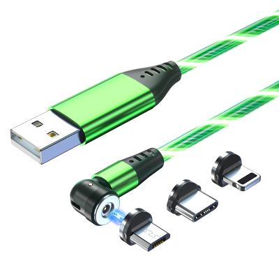 China Strong Magnetic Adsorption Christmas Gift 1M 2M 540 Degree Flash Flowing LED Mobile Phone Charging USB Cable For i Products for sale