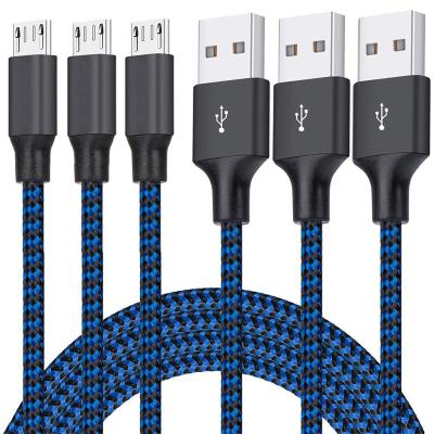 China Amazon Hot Nylon Braided Cable Mobile Phone USB 1m/2m/3m Micro Micro USB Cable Phone Data Line For Android for sale