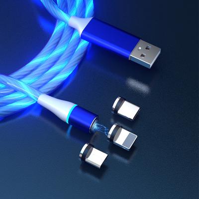 China For iPhone Android Type C 3A LED Cable 360 ​​Fast Charging Magnetic Rotation 3 In 1 Type-C Magnetic Data Micro USB Cable for sale