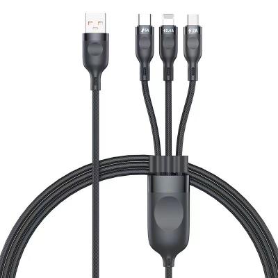 China 6A/5AFast Charging Speed ​​1.2M 6A 3in1 USB Cable Fast Charging Micro USB Type C Huawei Mate 40 Pro Quick Charge Micro USB Cable for sale