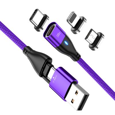 China Fast Charging Speed ​​2021New 6 in 1 100W PD Usb Magnetic Fast Charging Type c to Laptop/Phone Nylon Braided Mobile 11pin Charger for sale