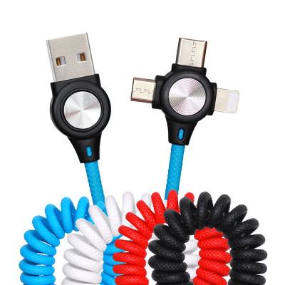 China 3 in 1 Charging Cable 3 in 1 USB Cable LED 8 Pin For i Phone X 8 XS Plus Type-C Fast Sync Charging Data USB Cable for sale