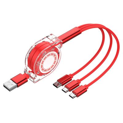 China Cheap Charging Mobile Phone Cable Universal 3 In 1 Charging Cord 2.4A Fast Charging Type-C Micro USB C Cable for sale