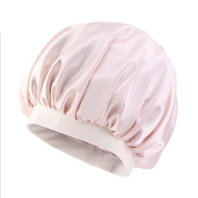 China Long Dobby Hair Care Women Night Sleep Hat Adjust Solid Satin Bonnet Hair Styling Wrap Shower Silk Head Hair Styling Tool for sale