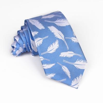 China 145x7x3.5cm Polyester Feather Pattern Stylish Fashionable Printed Ties For Men for sale