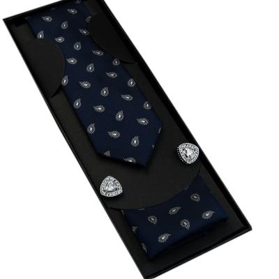 China Fashion Gift Box 38 Styles Tie Set Handkerchief Cufflink With Gift Box Jacquard Woven Ties Set For Many Accessories Mens Wedding Party for sale