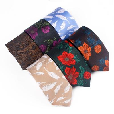 China Polyester 145*7*3.5cm Paisley Pattern Good Quality Polyester Floral Printed Necktie For Mens Bridegroom for sale