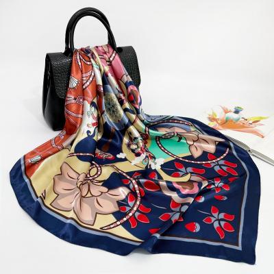 China Fashion Square Women Fashion Digital Print Lady Foulard Spring Summer Floral Scarf for sale