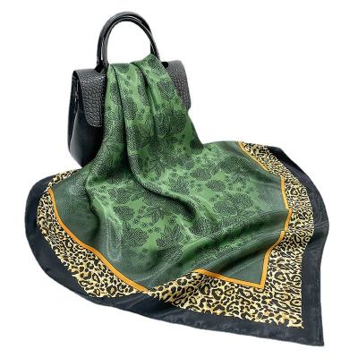 China Fashion Female Satin Square Women Animal Print Scarf for sale