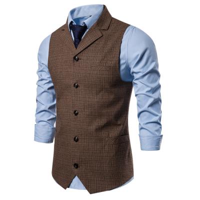 China Formal Men's Solid Color Mens Suit Vests Anti Shrink Slimming Suit Vest Single Buttons Vests Tailored Male Suit Vest for sale