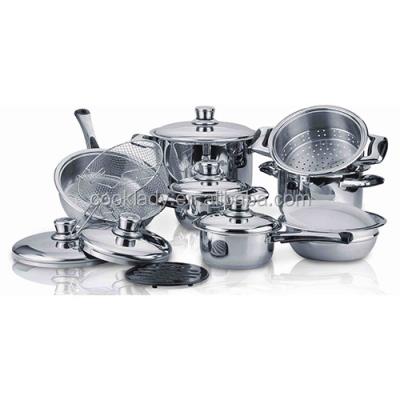 China Sustainable 16pcs stainless steel cookware set for Brazil market for sale