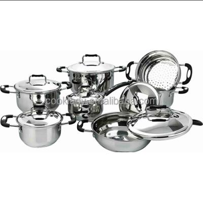 China Sustainable 12pcs Stainless Steel Cookware Set Casserole Cooking Pot Metal Lid for sale