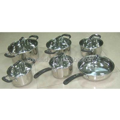 China Sustainable 12pcs Stainless Steel Cookware Set Casserole Cooking Pot Metal Lid for sale