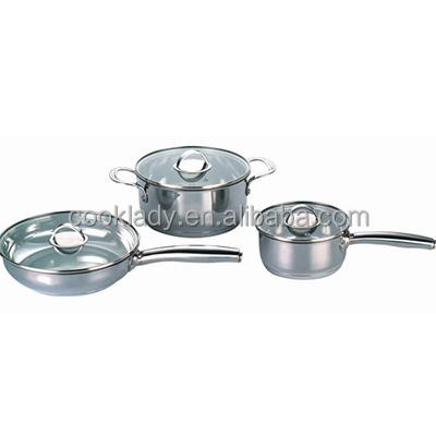 China Sustainable 6pcs Induction Stainless Steel Cookware Set With Long Handle for sale