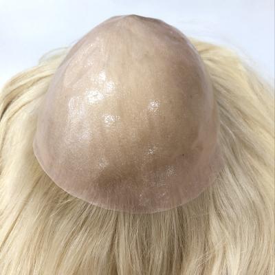 China HQ Light Skin Hairpiece Blonde Color 613 100% Full Hair Women Wig Skins for sale