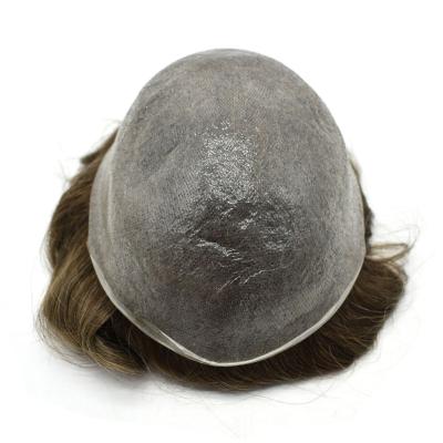 China Wholesale Super Thin Invisible Hair System V-loop Men's Hairpiece PU All Skin Toupee Hairpiece Wig for sale