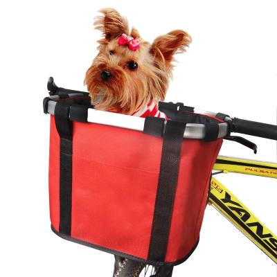 China Multifunctional Storage and Multifunctional Detachable Pet Carrier Bicycle Handlebar Basket for Dog or Cat Large Folding Pet Carrier Bike Basket for sale