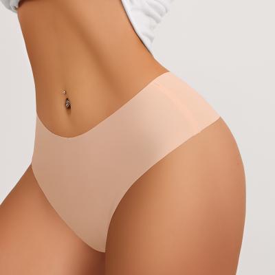 China Women's Breathable Underwear G - Seamless Nude Ice T-Back Sin String Bragas Silk Thongs Costuras Celana Dalam Wanita and G - string for sale