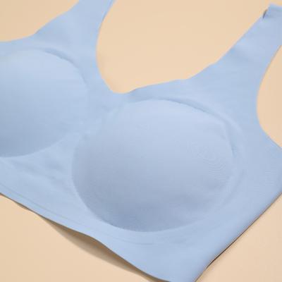 China Custom 9 Colors New Style Full Coverage Women QUICK DRY Sharicca Tank Top Base Lift Up Padded Wireless Bra Seamless for sale