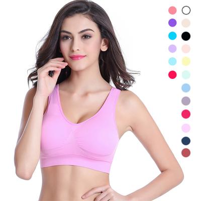 China Girls Breathable Colors Ladies Fitness Gym Yoga Running Bra 13 Plus Size S-7XL Crop Tops Seamless Exercise Workout Women Vest Sports Bra for sale