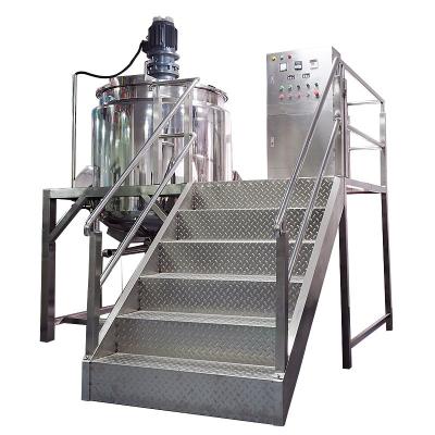 China Liquid With Solids 1t Vacuum Jar Cream Liquid Cosmetics Jar High Shear Suspended Homogeneous Emulsifying Electric Heating Stirring Emulsifying Machine for sale