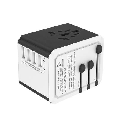 China Universal Microphone Travel Adapter Kit 4 USB Ports & PD/Type-C Ports Travel Adapter for sale