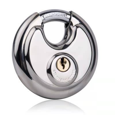 China Bulk 70mm Stainless Steel Security Padlock Heavy Duty Round Padlocks Stainless Steel Lock Disc Lock Keys for sale