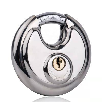 China Factory Wholesale OEM Stainless Steel Padlock Disc Lock 70MM Stainless Steel Disc Padlock Security Padlock Weatherproof Brass Locked Same for sale