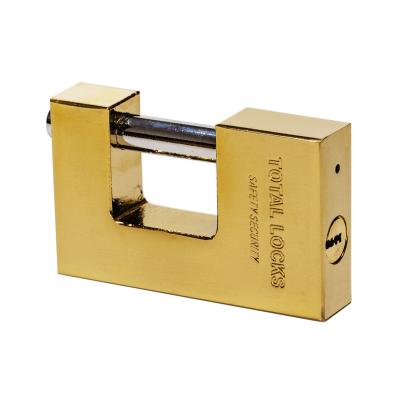 China Iron Titanium Plated Padlock Rectangular Solid Heavy Duty Padlock Padlocks Door Lock Square Iron Padlock for sale