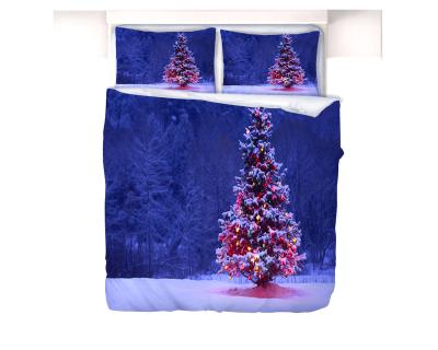 China Nondisposable Wholesale Canada Bed Linen 3pcs Promotion Christmas Day Pattern Design 3D Decor Duvet Cover And Pillow Case Sheets for sale