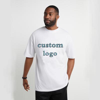 China Custom OEM Logo Graphic Anti-Wrinkle T-shirts Cotton Loose Fit Small Drop Shoulder Brand Blanket Oversize Tee Men's Plain T-shirt for sale