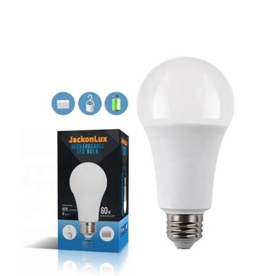 China Residential Emergency Bulb Rechargeable Stay On When Power Outage 2000mAh 9W 60W Equivalent LED Bulbs For Home Tent for sale