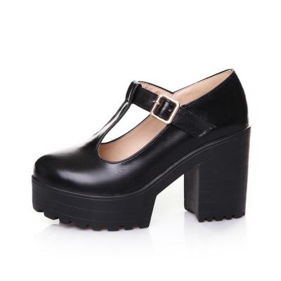 China Women's Round Toe T-Strap Lolita Dress Shoes Mary Jane Classic Platform Pumps Chunky Breathable Block High Heels for sale