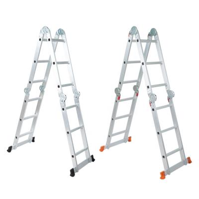 China Aluminum Folding Step Ladder Cheap Price 4 Segments Combination Folding Ladders With Locking Hinge Joint for sale