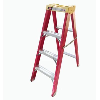 Cina High Strength Fiberglass Mobile Folding Ladders 3 Step Platform Warehouse Ladder in vendita