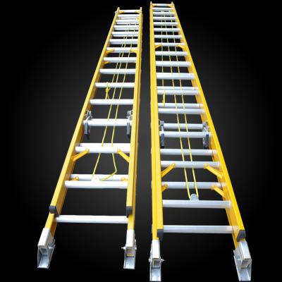 China Folding Ladders Extension Ladder Fiberglass, Electric Insulated Fiberglass Extension Telescopic Ladder for sale